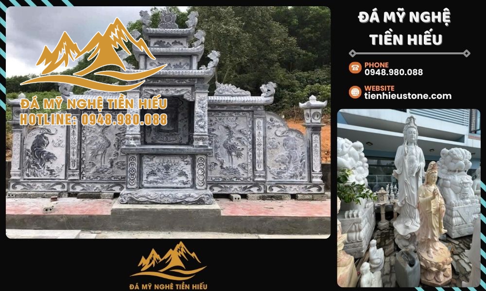 Trong các công trình như lăng mộ đá, miếu thờ đá, hay các tượng thờ thần linh, đá mỹ nghệ được sử dụng để tạo ra những sản phẩm bền vững, mang đậm tính chất văn hóa và tâm linh.